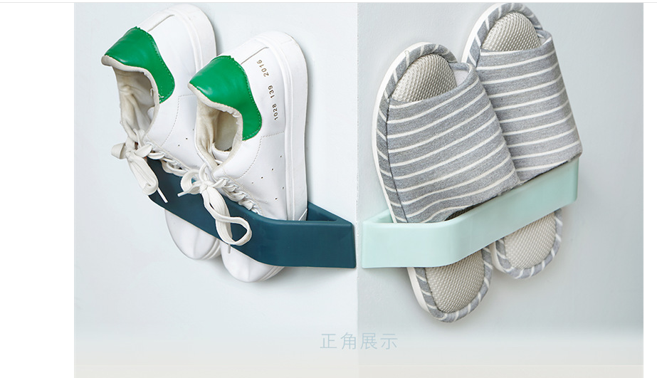 Plastic shoe rack wall - type non - punching multi - function paste bathroom kitchen towel rack rack
