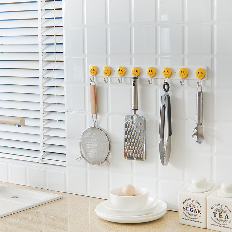 For a Long Time, 4, 6, 8 Smiling Faces Row Hook Clothes Hook Coat Hook Clothes Kitchen and Bathroom Towel Toilet Hook