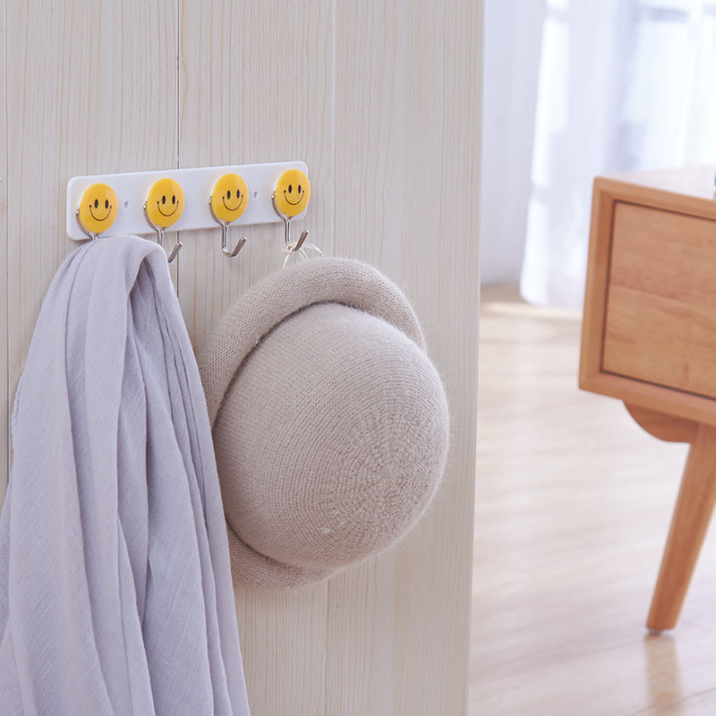 For a Long Time, 4, 6, 8 Smiling Faces Row Hook Clothes Hook Coat Hook Clothes Kitchen and Bathroom Towel Toilet Hook