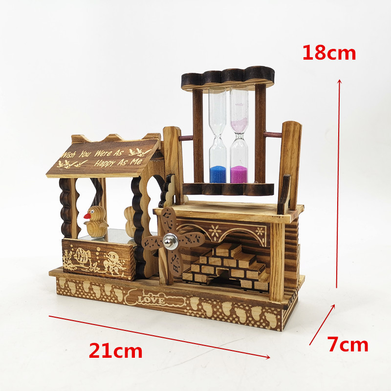 Factory Direct Sales Hourglass Bird Dancing Music Windmill Dancing Bird Quicksand Windmill Wood Crafts Ornaments