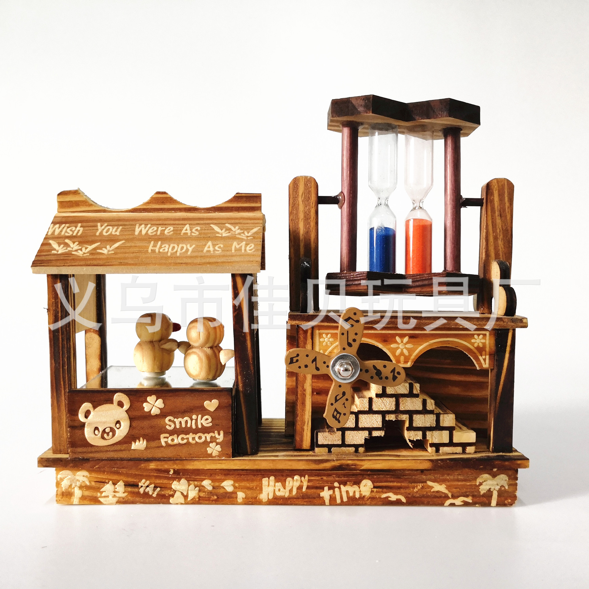 Factory Direct Sales Hourglass Bird Dancing Music Windmill Dancing Bird Quicksand Windmill Wood Crafts Ornaments