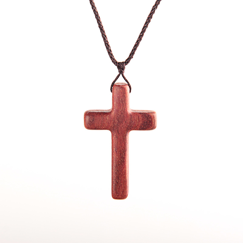 Cherish Solid Wood Cross Necklace Red Sandalwood Guajacwood Ebony Pendant Fashion Casual Ornament Yishu Home Crafts