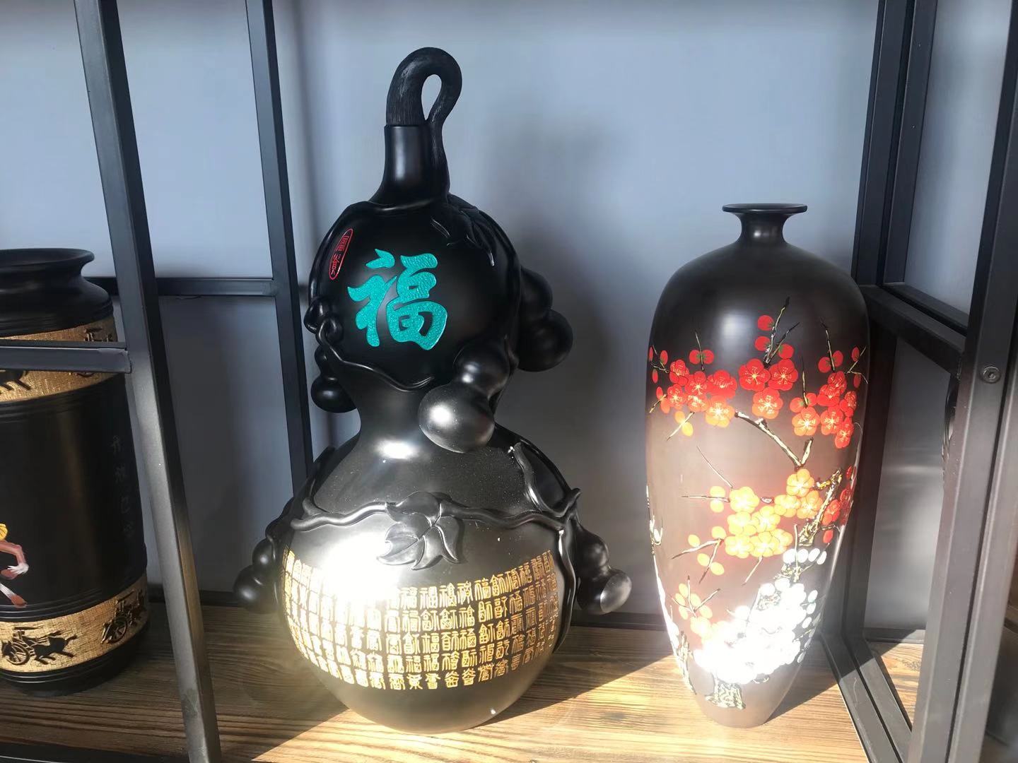 Xiongzhou Black Porcelain Handmade Decorative Flower Vase Tea Ware Sets of Boxes Craft Gift Imitation Wood Pottery Crafts Can Be Customized Xiongzhou Black Porcelain Handmade Decorative Flower Vase Tea Ware Sets of Boxes Craft Gift Imitation Wood Pottery Crafts Can Be Customized