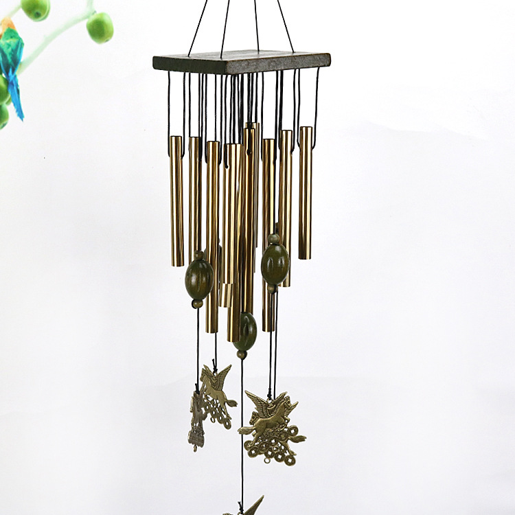 Creative Multi-Tube 12 Tube European and American Style Wood Metal Aluminum Tube Multi-Tube Wind Chimes Home Decorative Crafts