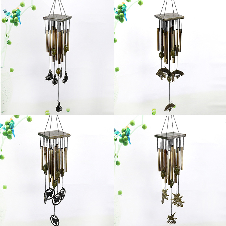 Creative Multi-Tube 12 Tube European and American Style Wood Metal Aluminum Tube Multi-Tube Wind Chimes Home Decorative Crafts