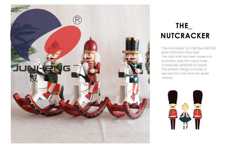 Junheng craft 30 cm creative Christmas decoration crafts carved solid wood riding nutcracker puppet set pieces Junheng craft 30 cm creative Christmas decoration crafts carved solid wood riding nutcracker puppet set pieces
