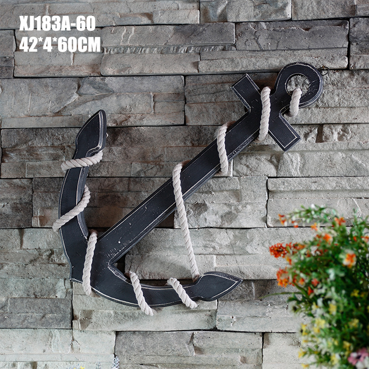 Solid wood Anchor Mediterranean-style decoration accessories wooden crafts Studio props XJ183 Solid wood Anchor Mediterranean-style decoration accessories wooden crafts Studio props XJ183