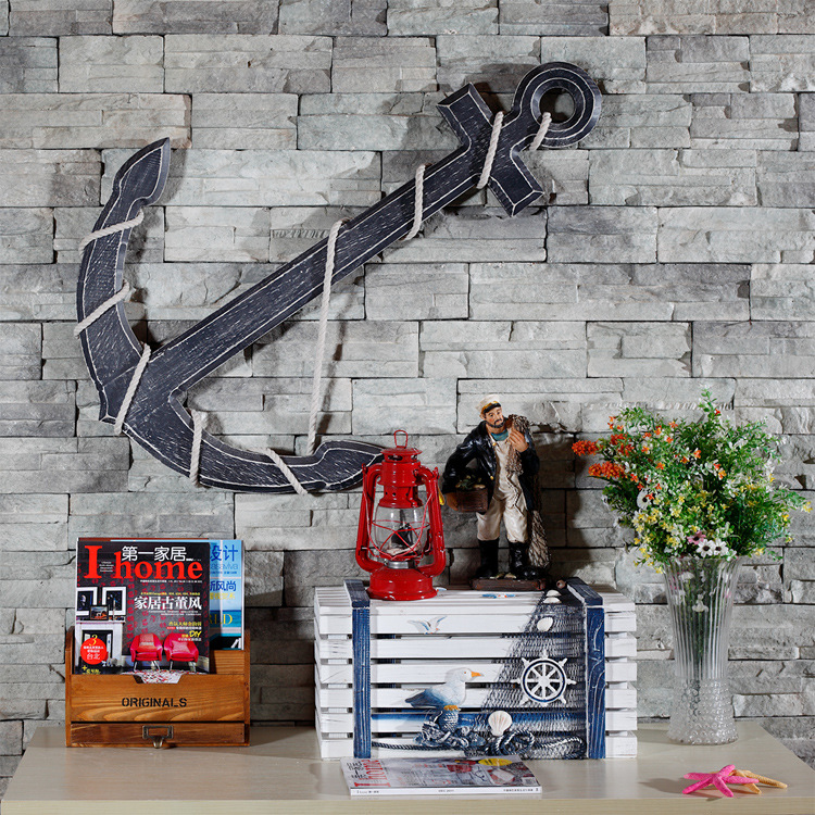 Solid wood Anchor Mediterranean-style decoration accessories wooden crafts Studio props XJ183 Solid wood Anchor Mediterranean-style decoration accessories wooden crafts Studio props XJ183