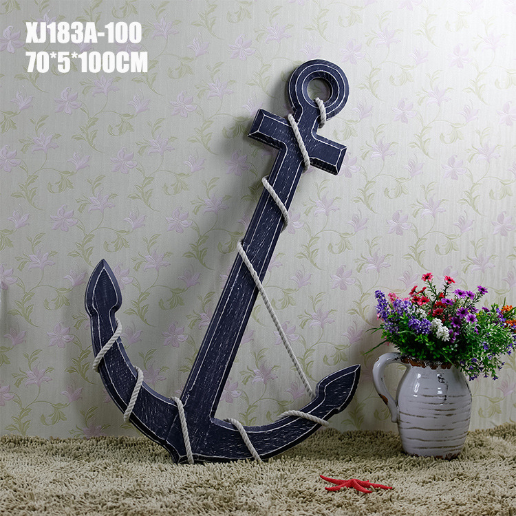 Solid wood Anchor Mediterranean-style decoration accessories wooden crafts Studio props XJ183 Solid wood Anchor Mediterranean-style decoration accessories wooden crafts Studio props XJ183