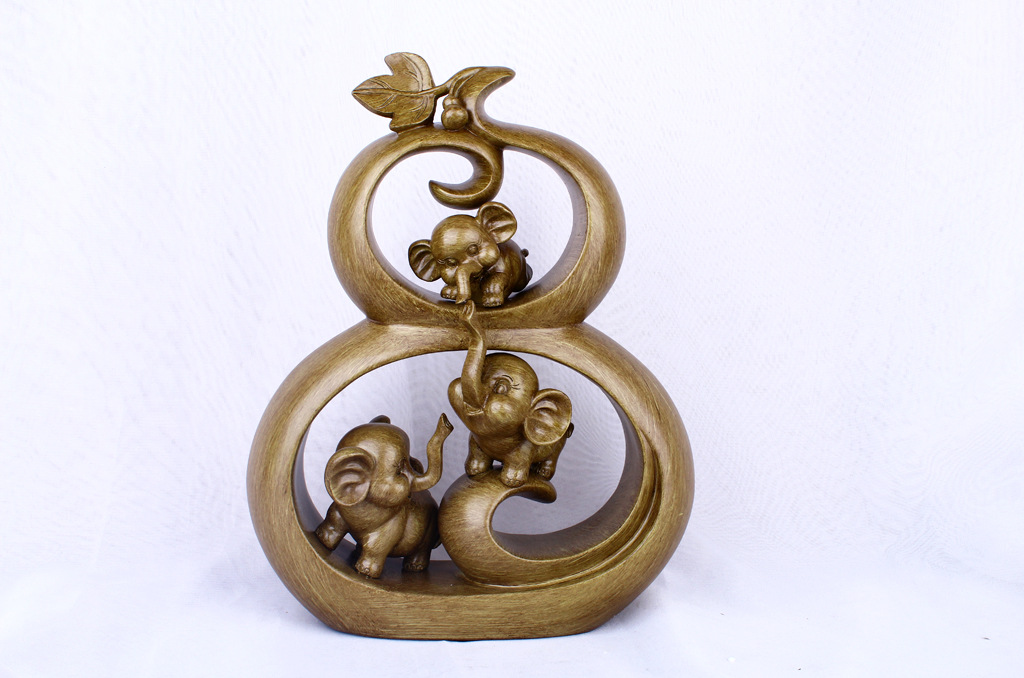 Resin Crafts Creative Wood Grain Gourd Elephant Home Decoration Decoration Living Room TV Cabinet Decoration