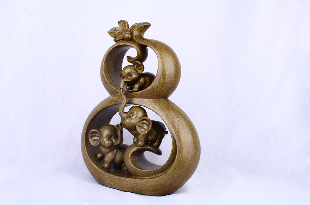 Resin Crafts Creative Wood Grain Gourd Elephant Home Decoration Decoration Living Room TV Cabinet Decoration