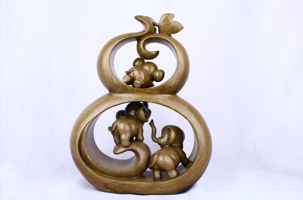 Resin Crafts Creative Wood Grain Gourd Elephant Home Decoration Decoration Living Room TV Cabinet Decoration