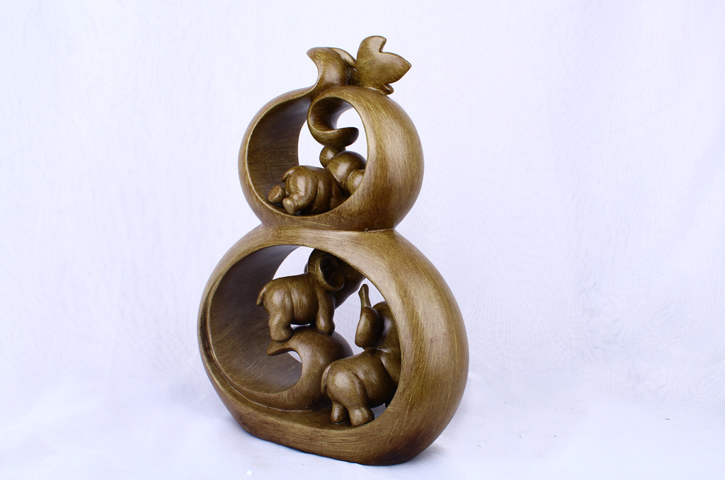 Resin Crafts Creative Wood Grain Gourd Elephant Home Decoration Decoration Living Room TV Cabinet Decoration
