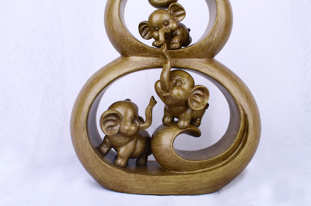 Resin Crafts Creative Wood Grain Gourd Elephant Home Decoration Decoration Living Room TV Cabinet Decoration