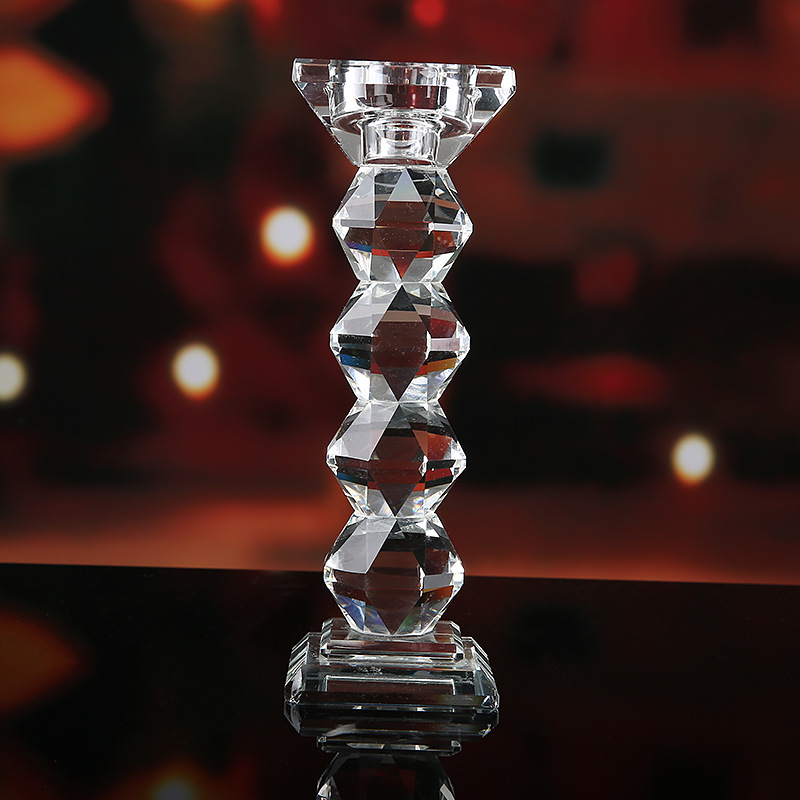 Glass Metal Candle Holder High-Grade Crystal Cylindrical Polygon Candlestick Butter Lamp Crystal Crafts Ornaments Glass Metal Candle Holder High-Grade Crystal Cylindrical Polygon Candlestick Butter Lamp Crystal Crafts Ornaments