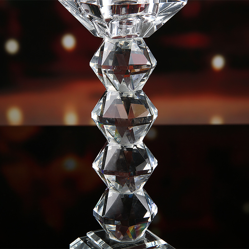 Glass Metal Candle Holder High-Grade Crystal Cylindrical Polygon Candlestick Butter Lamp Crystal Crafts Ornaments Glass Metal Candle Holder High-Grade Crystal Cylindrical Polygon Candlestick Butter Lamp Crystal Crafts Ornaments
