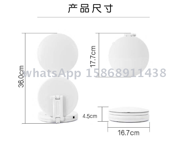 Make-up cosmetic mirror foldable desktop LED mirror with 5 x magnifier and 10 lamp bead wall hanging dressing mirror