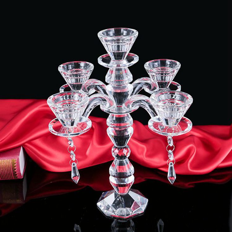 European New Style Large Crystal Candle Holder Ornaments Crystal Crafts Sample Customization Festival Atmosphere Candle Holder