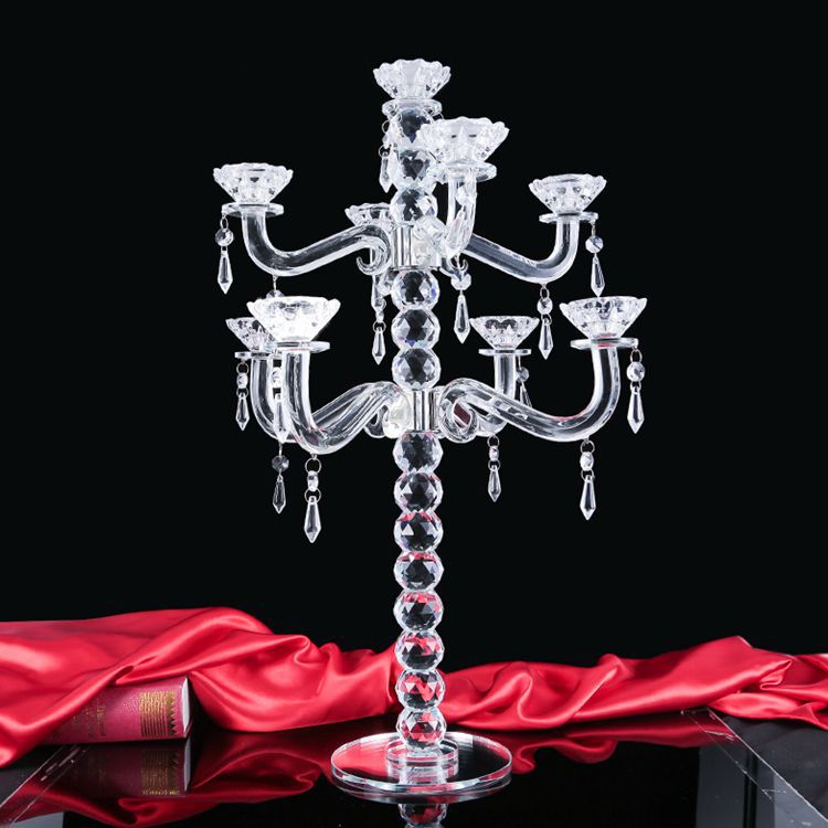 European New Style Large Crystal Candle Holder Ornaments Crystal Crafts Sample Customization Festival Atmosphere Candle Holder