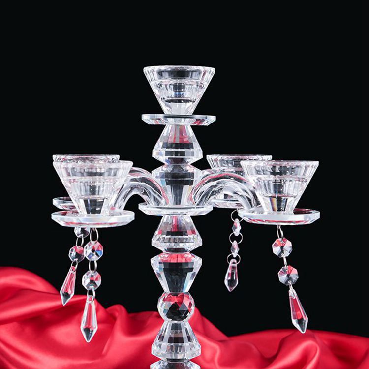 European New Style Large Crystal Candle Holder Ornaments Crystal Crafts Sample Customization Festival Atmosphere Candle Holder