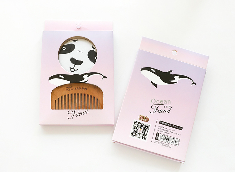Paipai Girl Korean Style Mirror and Comb Set Women's Makeup on the Go Dressing Mirror Mini Mirror with Wooden Small Comb Paipai Girl Korean Style Mirror and Comb Set Women's Makeup on the Go Dressing Mirror Mini Mirror with Wooden Small Comb
