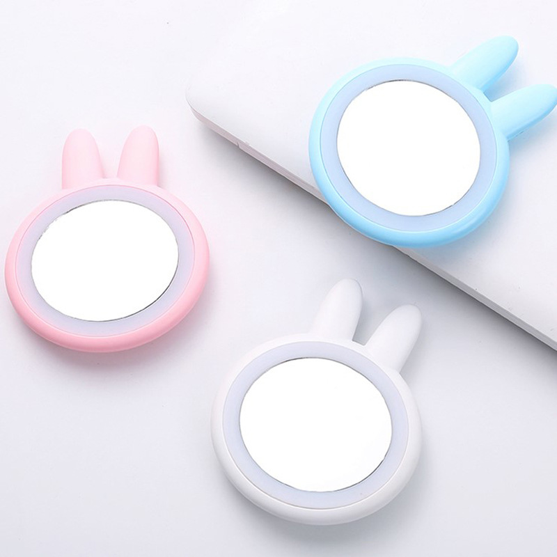 OL with Light Led Make-up Mirror Douyin Online Influencer Fill Light Mirror USB Charger Cute Rabbit Dressing Mirror 46G