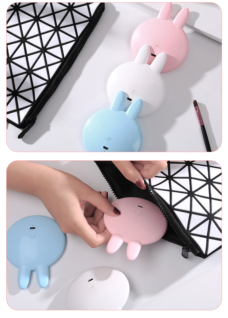 OL with Light Led Make-up Mirror Douyin Online Influencer Fill Light Mirror USB Charger Cute Rabbit Dressing Mirror 46G