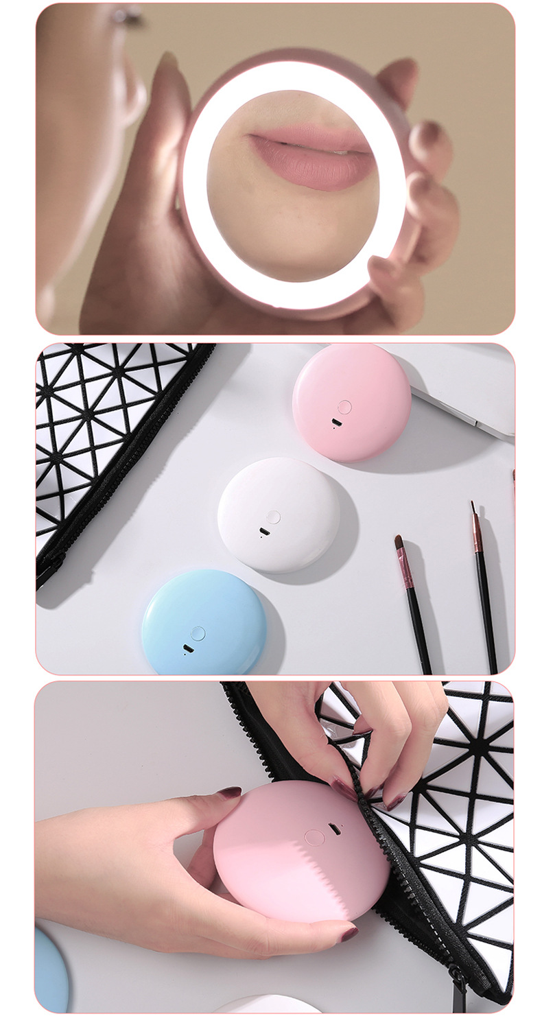 OL with Light Led Make-up Mirror Douyin Online Influencer Fill Light Mirror USB Charger Cute Rabbit Dressing Mirror 46G
