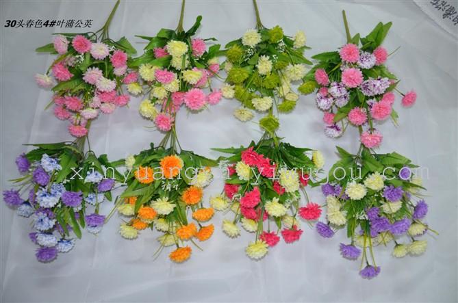 Spring dandelion simulation 4 green leaf flower crafts flowers artificial flower factory outlet Spring dandelion simulation 4 green leaf flower crafts flowers artificial flower factory outlet