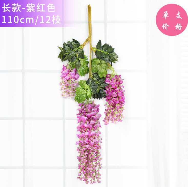 Simulation Rattan Plastic Silk Flower Decorative Artificial Plant Ceiling Flower Fake Flower for Wedding Decorative Artificial Flower