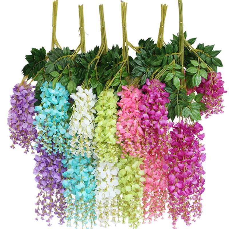 Simulation Rattan Plastic Silk Flower Decorative Artificial Plant Ceiling Flower Fake Flower for Wedding Decorative Artificial Flower