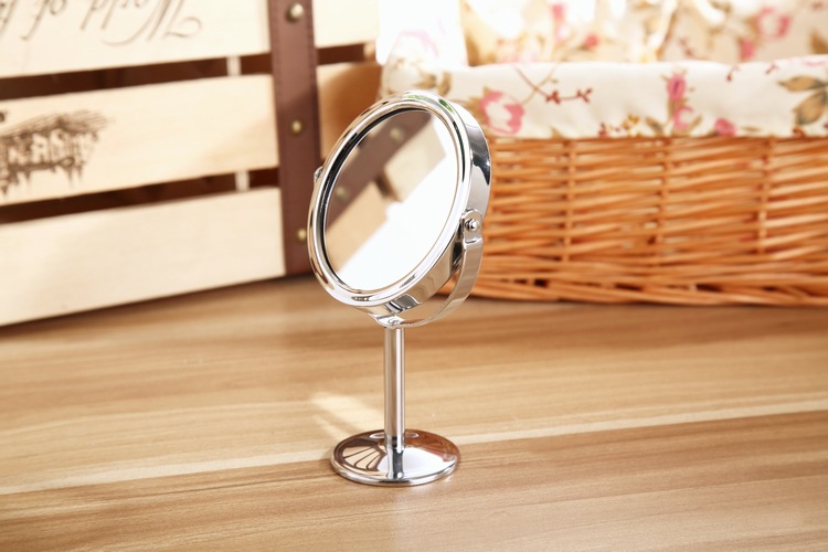828T Korean Metal Mirror Cosmetic Mirror Dressing Mirror Desktop Rotating Small Mirror 1:2 Amplification Function