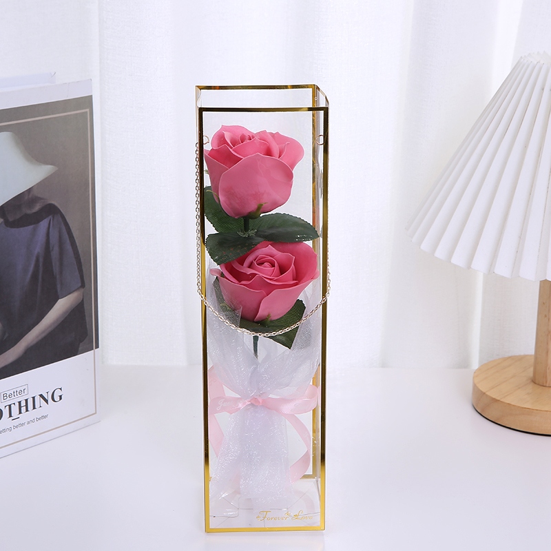 Valentine&#039;s Day Teacher&#039;s Day Gift High-End Bracelet Pet Box 2 Cold Beauty Rose Artificial Flower Soap Flower