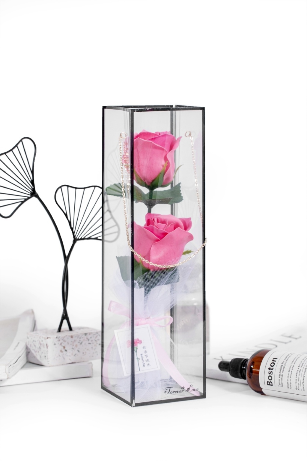 Valentine's Day Teacher's Day Gift High-End Bracelet Pet Box 2 Cold Beauty Rose Artificial Flower Soap Flower Valentine's Day Teacher's Day Gift High-End Bracelet Pet Box 2 Cold Beauty Rose Artificial Flower Soap Flower