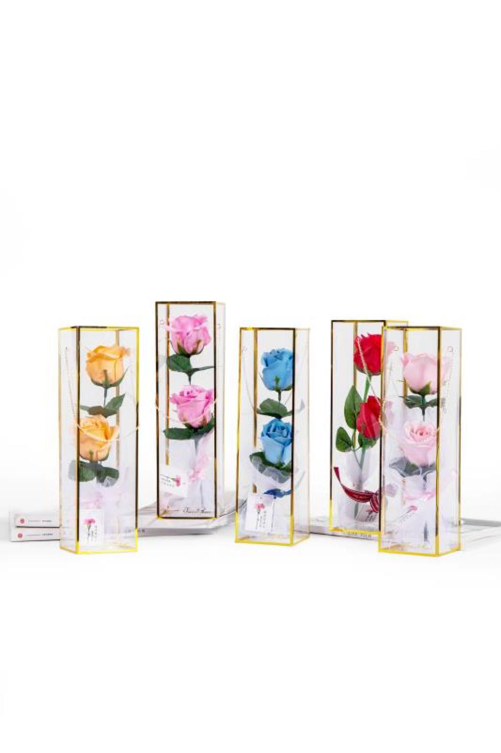 Valentine's Day Teacher's Day Gift High-End Bracelet Pet Box 2 Cold Beauty Rose Artificial Flower Soap Flower Valentine's Day Teacher's Day Gift High-End Bracelet Pet Box 2 Cold Beauty Rose Artificial Flower Soap Flower