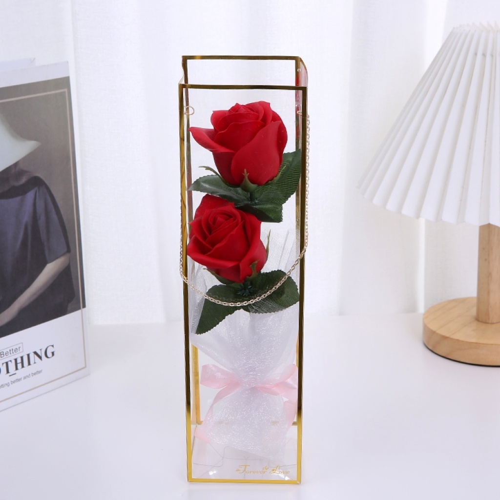Valentine's Day Teacher's Day Gift High-End Bracelet Pet Box 2 Cold Beauty Rose Artificial Flower Soap Flower Valentine's Day Teacher's Day Gift High-End Bracelet Pet Box 2 Cold Beauty Rose Artificial Flower Soap Flower