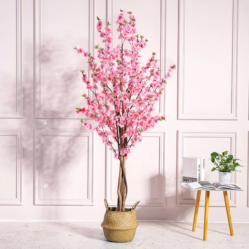  Indoor Window Stairs Corner Living Room Cherry Tree Peach Tree Bonsai Wedding Celebration Decoration Artificial Flower