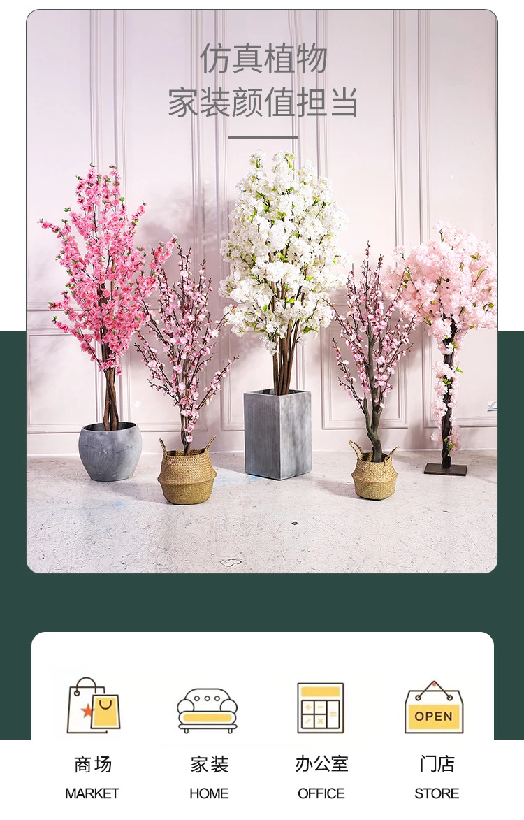  Indoor Window Stairs Corner Living Room Cherry Tree Peach Tree Bonsai Wedding Celebration Decoration Artificial Flower