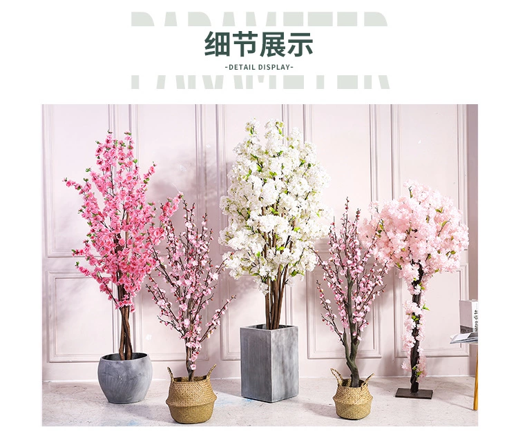 Indoor Window Stairs Corner Living Room Cherry Tree Peach Tree Bonsai Wedding Celebration Decoration Artificial Flower