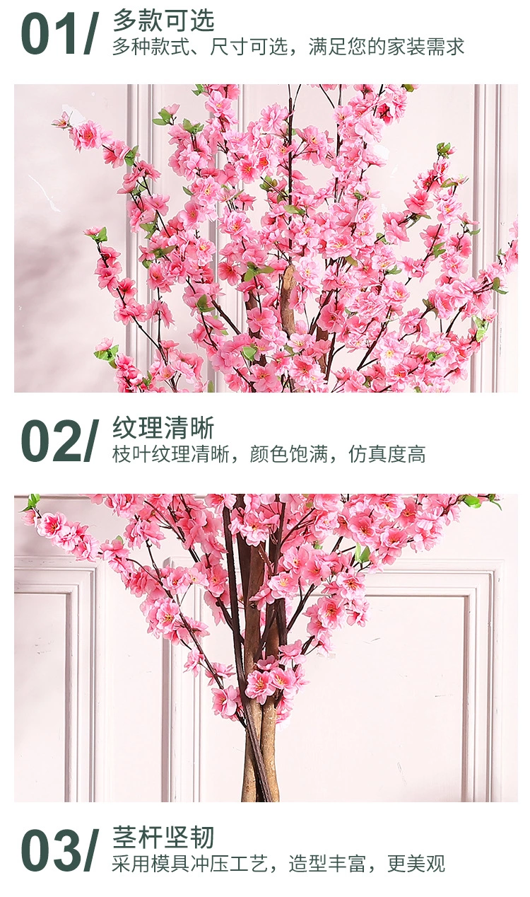  Indoor Window Stairs Corner Living Room Cherry Tree Peach Tree Bonsai Wedding Celebration Decoration Artificial Flower