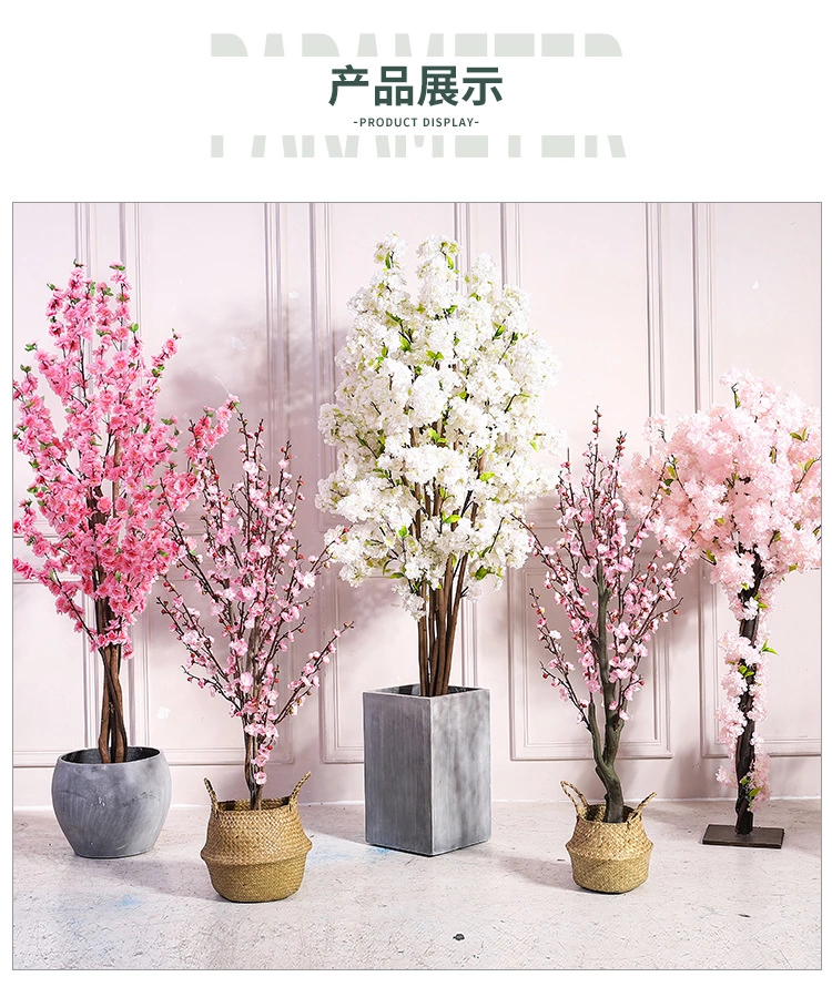  Indoor Window Stairs Corner Living Room Cherry Tree Peach Tree Bonsai Wedding Celebration Decoration Artificial Flower