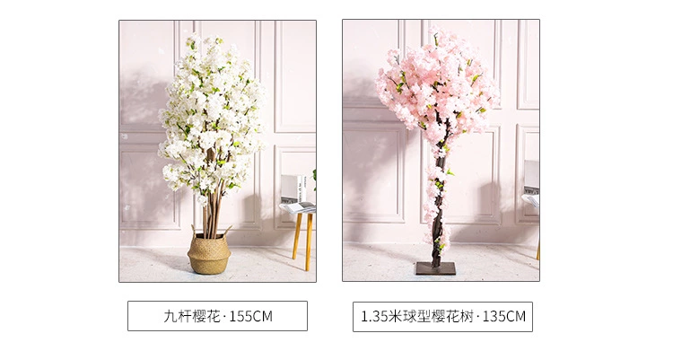  Indoor Window Stairs Corner Living Room Cherry Tree Peach Tree Bonsai Wedding Celebration Decoration Artificial Flower
