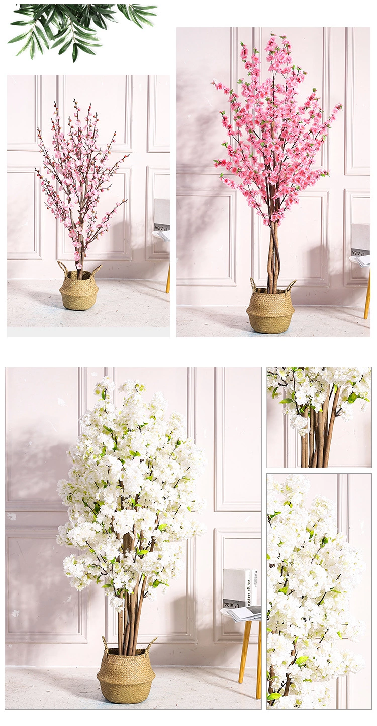  Indoor Window Stairs Corner Living Room Cherry Tree Peach Tree Bonsai Wedding Celebration Decoration Artificial Flower