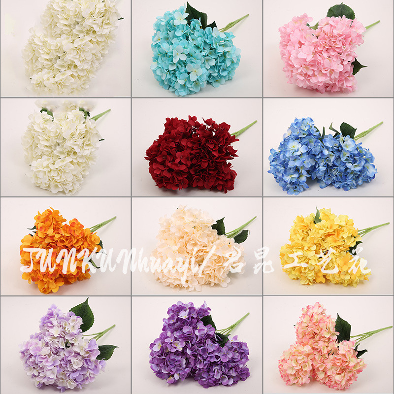 Factory 5-Head Mallorca Hydrangea Wedding Simulation Flower Coarse Cotton Cloth Hydrangea Road Lead Flower Arrangement Wedding Hall Ceiling Fake Flower