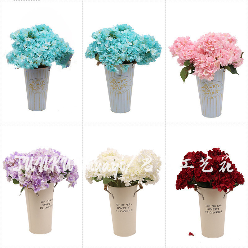 Factory 5-Head Mallorca Hydrangea Wedding Simulation Flower Coarse Cotton Cloth Hydrangea Road Lead Flower Arrangement Wedding Hall Ceiling Fake Flower
