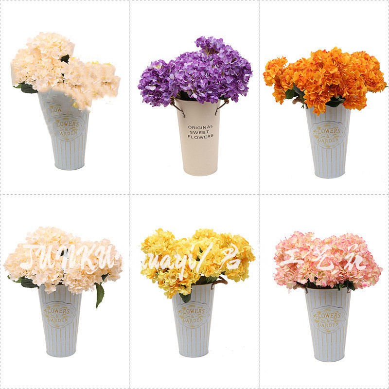 Factory 5-Head Mallorca Hydrangea Wedding Simulation Flower Coarse Cotton Cloth Hydrangea Road Lead Flower Arrangement Wedding Hall Ceiling Fake Flower