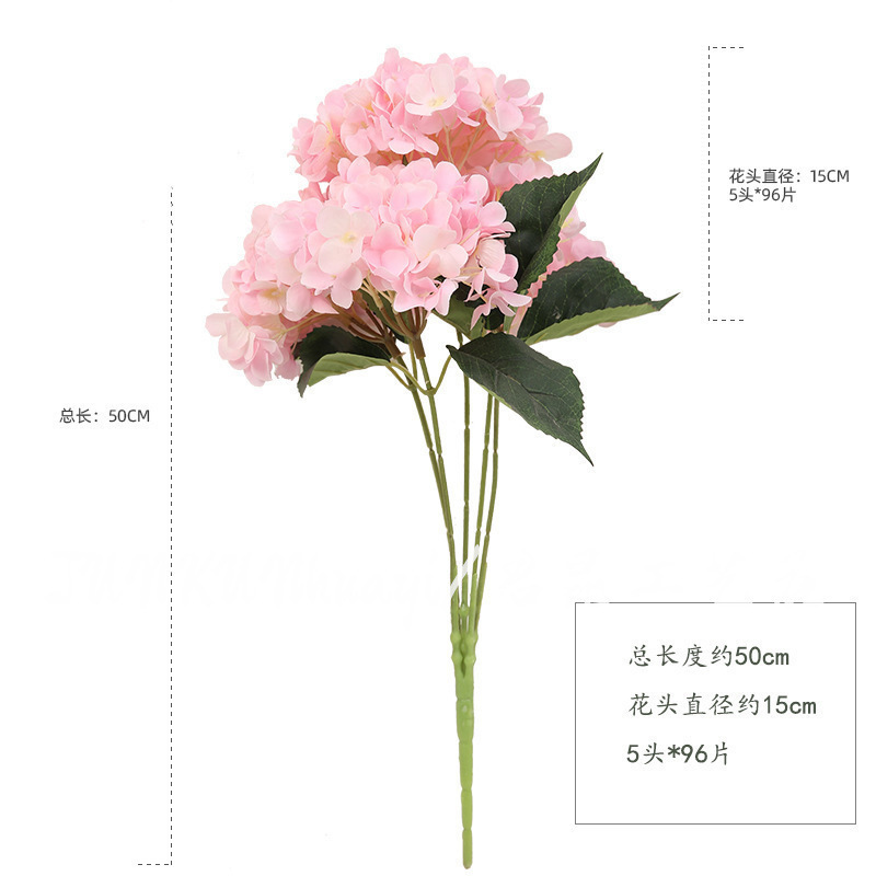 Factory 5-Head Mallorca Hydrangea Wedding Simulation Flower Coarse Cotton Cloth Hydrangea Road Lead Flower Arrangement Wedding Hall Ceiling Fake Flower