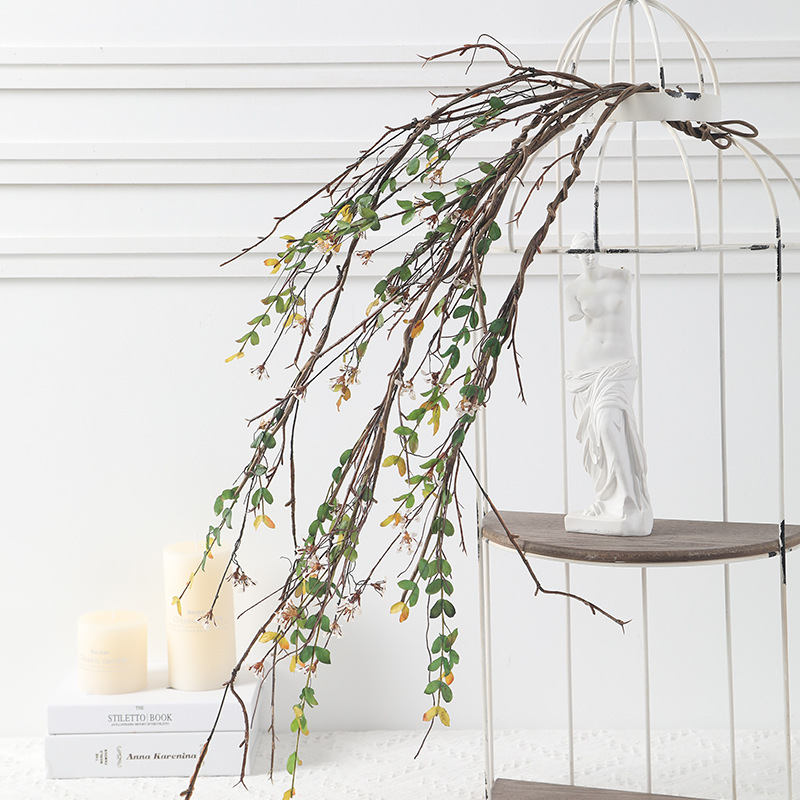 Lanyun Emulational Flower Vine Zijinniu Rattan Home Ceiling Decorative Rattan Cross-Border Simulation Rattan 5-Fork Rattan with Leaves