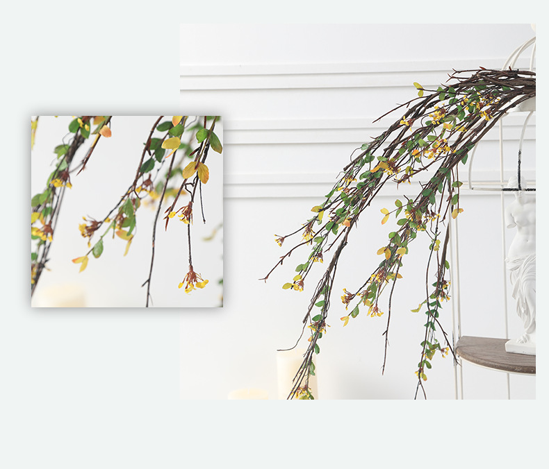 Lanyun Emulational Flower Vine Zijinniu Rattan Home Ceiling Decorative Rattan Cross-Border Simulation Rattan 5-Fork Rattan with Leaves Lanyun Emulational Flower Vine Zijinniu Rattan Home Ceiling Decorative Rattan Cross-Border Simulation Rattan 5-Fork Rattan with Leaves