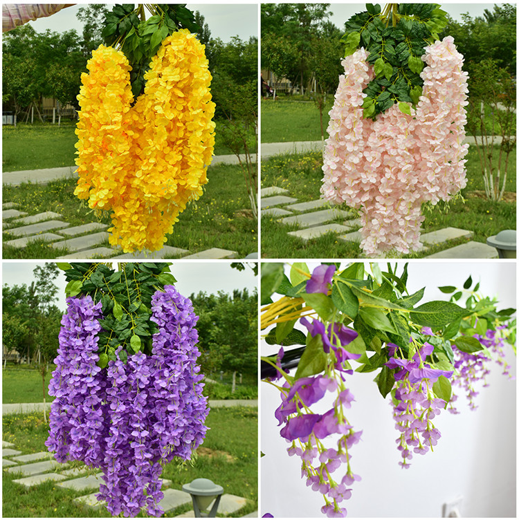 Wedding Decoration Flower Artificial Flowers Wisteria Tofu Pudding Internet Celebrity Ceiling Wisteria Corridor Wholesale Artificial Wisteria Wisteria Long Flowers